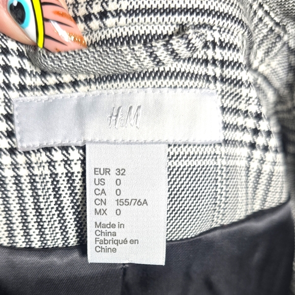 Zara blazer jacket Size:0 Color:Black/White Glen check - Picture 6 of 11